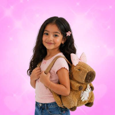 Plush Backpacks - Capybara Pink Bow