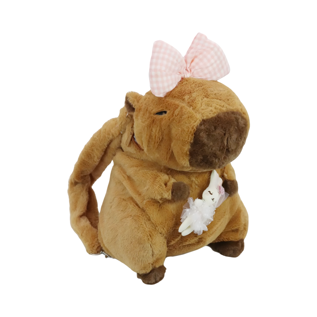 Plush Backpacks - Capybara Pink Bow